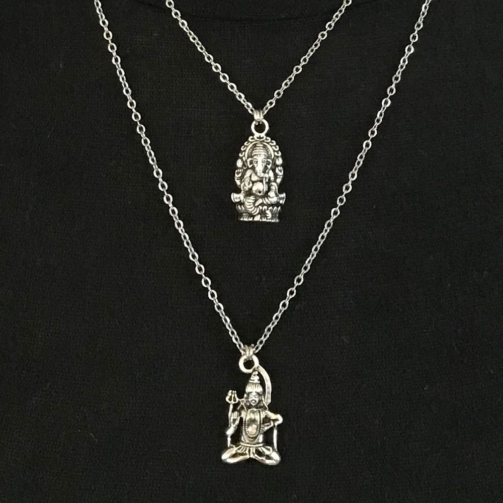 Hindu Ganesha & Shiva Handmade 2-Layer Silver Necklace - Picture 7 of 15